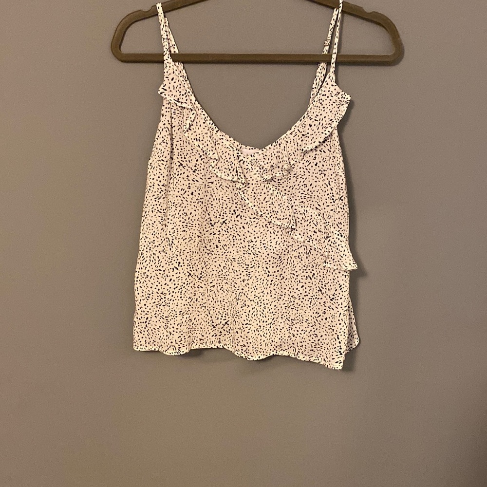 NWT Bella Dahl White and Black Dot Ruffle Cami XS